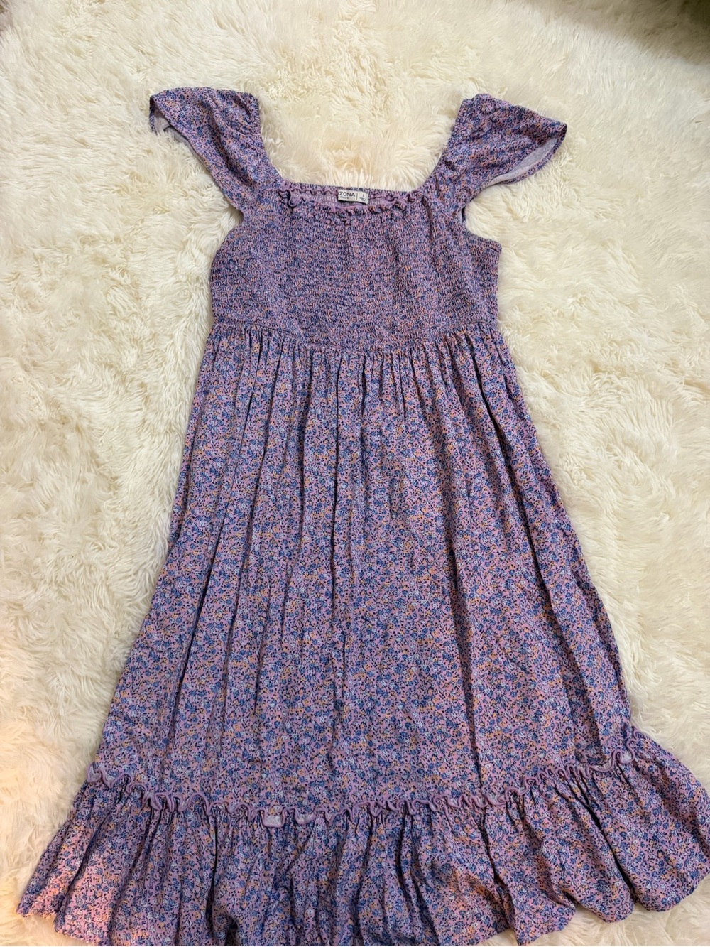 Arizona Jean Company Lavender Floral Smocked Sundress